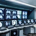 Home 18 CT 영상 해석을 위한 AI 시스템 - A modern hospital radiology room in a Middle Eastern setting with advanced AI diagnostic systems pro...