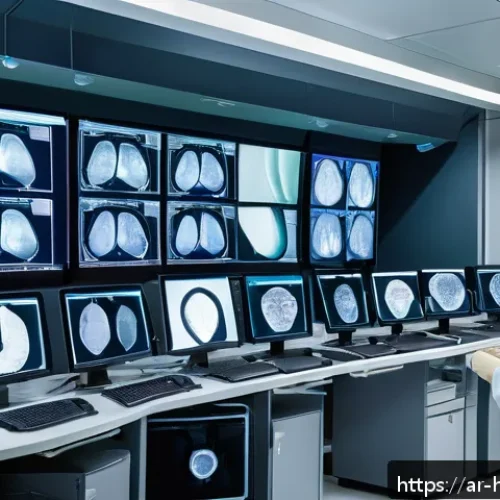 Home 30 CT 영상 해석을 위한 AI 시스템 - A modern hospital radiology room in a Middle Eastern setting with advanced AI diagnostic systems pro...